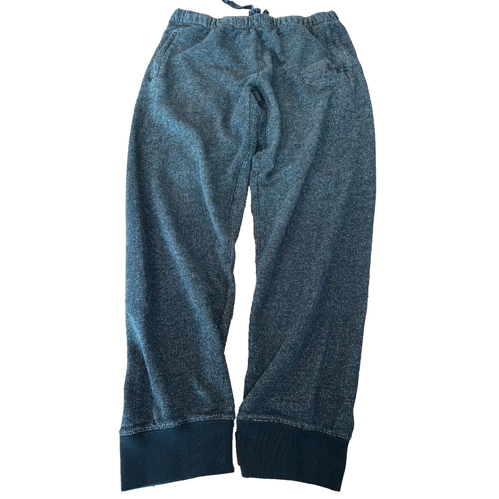 Roots Sweatpants Mens Medium Grey Cuffed Joggers Beaver Logo Zip Pockets Casual